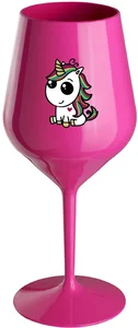Duhový jednorožec Růžová nerozbitná sklenice na víno 470 ml