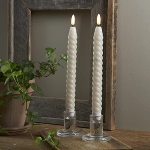 Dvojice béžových LED voskových svíček Star Trading Flamme Swirl Antique, výška 25 cm