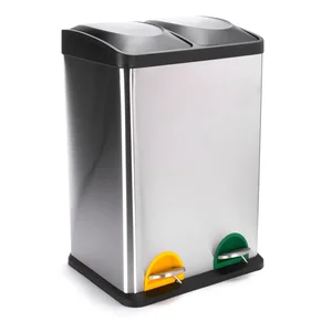 Dvojkoš 2×20 l pro tříděný odpad, matně stříbrný