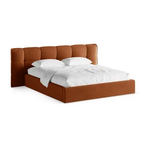 Dvoulůžková postel Eric – Micadoni 140x200 cm s úložným prostorem a roštem, terakotová