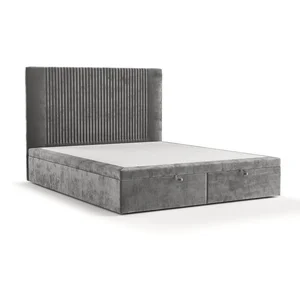 Dvoulůžková šedá postel s úložným prostorem 200x200 cm – Mavel, Maison de Rêve