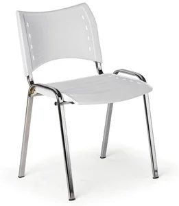 Elegantní bílá plastová židle SMART s chromovanými nohami