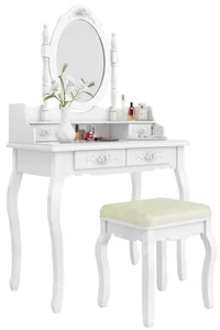 Elegantní bílý toaletní stolek BAROCCO s bonusovou houbičkou na make-up
