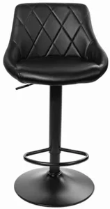 Elegantní černá barová židle Oklahoma z eko kůže s otočnou funkcí a černým podstavcem