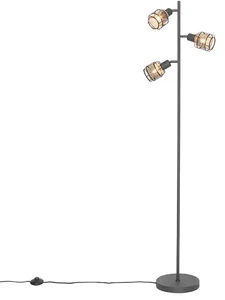 Elegantní černá stojací lampa s zlatými detaily 3-žárovková