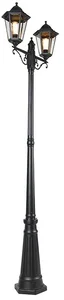 Elegantní černá venkovní lucerna 220 cm s dvojitým osvětlením, IP44 - Model Havana