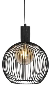 Elegantní černé kulaté závěsné svítidlo 30 cm - Dos