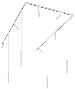 Elegantní kolejnicový systém Uzzy Keno - 6 spotů a 4 závěsná světla v bílém designu, 1-fázový