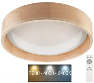 Elegantní LED Stropní Osvětlení s Přírodním Dřevem a Dálkovým Ovladačem