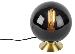 Elegantní mosazná stolní lampa Art Deco s černým sklem - Pallon