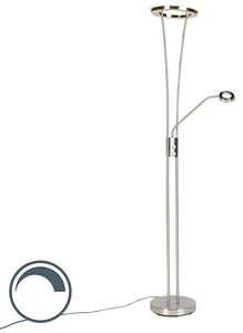 Elegantní ocelová stojací lampa se skleněnými prvky a LED osvětlením