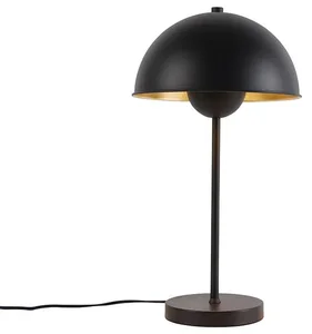 Elegantní retro lampa černá se zlatým interiérem - Magnax