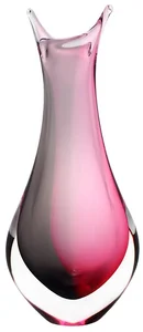 Elegantní ručně tvarovaná skleněná váza 21 cm, růžovo-černá od Artcristal Bohemia