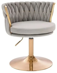 Elegantní skandinávská židle LYON VELUR se zlatým podstavcem - světle šedá