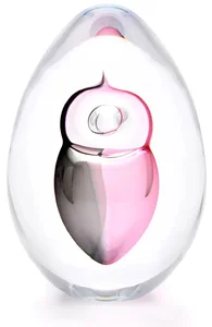 Elegantní skleněné těžítko ve tvaru vajíčka - Růžová a Kouřová černá, 10 cm | České sklo od Artcristal Bohemia