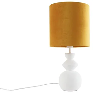 Elegantní stolní lampa Alisia v bílé se zlatými akcenty