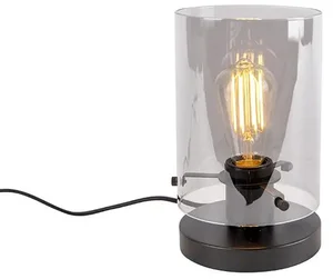 Elegantní stolní lampa v černém provedení s kouřovým sklem - Dome