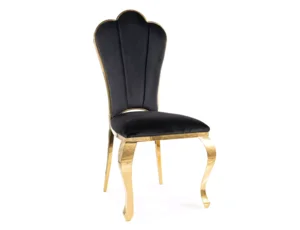 Elegantní židle Queen Velvet černá s chromovými akcenty