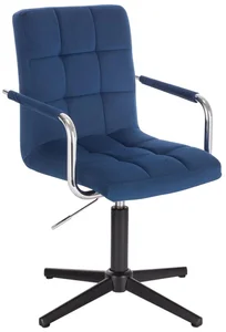 Elegantní židle Verona Velur s černým křížem a modrým čalouněním