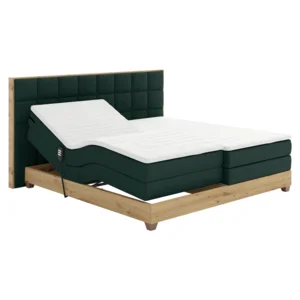 Elektrická boxspring postel TIANA 160x200 – zelená/dub artisan
