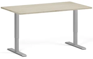 Elektricky výškově nastavitelný pracovní stůl 140x80 cm, motor, šedá noha, přírodní dub