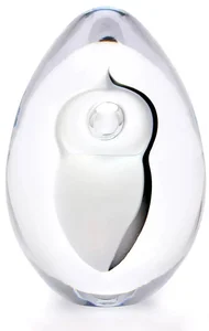 Exkluzivní skleněné těžítko ve tvaru vajíčka - Opálově bílá/Kouřově černá, 10 cm