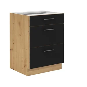 Falco Molly 60 cm kuchyňská skříňka 3 zásuvky BB černá/dub artisan