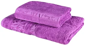 Fialová bambusová sada osušky a ručníku EMI