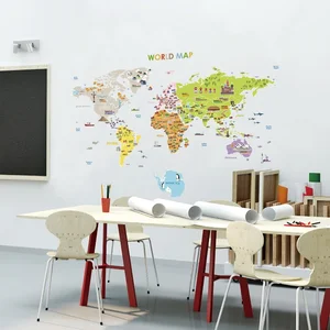 Giant World Map Samolepka na zeď 120x150 cm