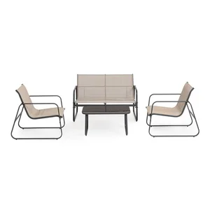 Gonzalo - taupe ocelový zahradní lounge set pro 4