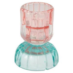 Green Gate: růžovo-zelený skleněný svícen