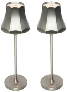 Gunmetalová sada retro stolních lamp s dobíjením a stmívatelným světlem