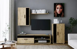 Halmar BENSON obývací stěna dub artisan/černá
