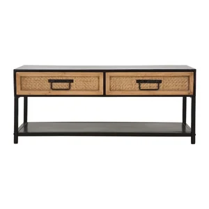 Hanoi kovový TV stolek 95×38×38 cm – černý / přírodní – Mauro Ferretti