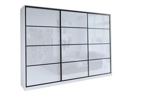 HARAZIA 280 šatní skříň, bílý lesk, bez zrcadla