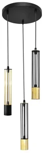 Helam LED Lustr Bars 3xGU10 černozlatý