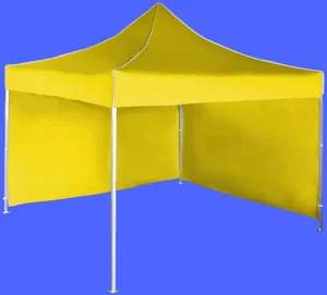 Hliníkový stan 3x3 m s žlutým designem a bočními plachtami
