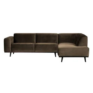 Hnědá sametová rohová pohovka BePureHome Statement