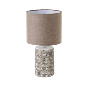 Hnědá stolní lampa s textilním stínidlem