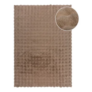 Hnědá syntetická kožešina Waffle Faux Fur 80x150 cm