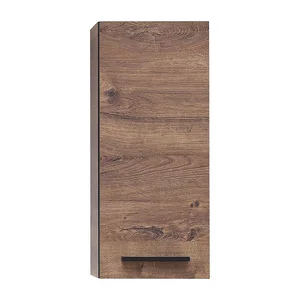 Hnědá závěsná koupelnová skříňka s dubovým dekorem 30x70 cm