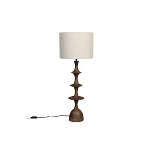 Hnědo-krémová stolní lampa s textilním stínidlem 90 cm Cath