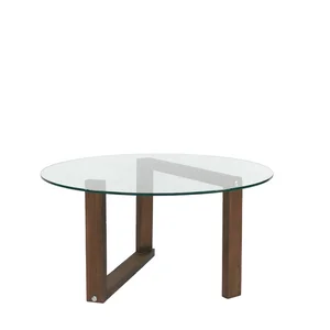 Hnědý kulatý konferenční stolek 80 cm