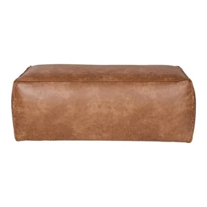 Hnědý recyklovaný kůže puf BePureHome Rodeo
