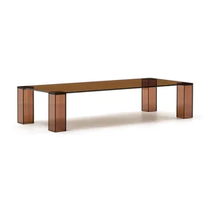 Hnědý skleněný konferenční stolek Adularia 60×140 cm – Kave Home