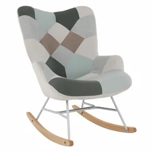 Houpací křeslo GERON patchwork zelená/bílá