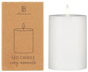 IB Laursen LED Sloupová Svíčka WARM FLAME 10 cm Bílá