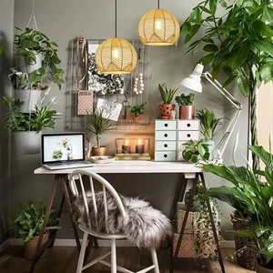 Immax BOHO PELO Přírodní závěsné svítidlo 30cm