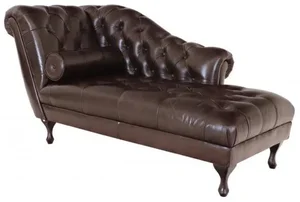 Indická kožená lenoška Chesterfield Delano