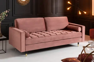Invicta Interior Velvet pohovka 220 cm starožitná růžová